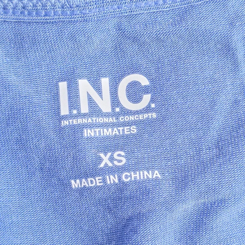 INC International Concept Women Wrap Robe Blue XS Lounge Lace Trim Knit NWT